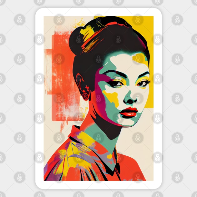 Vintage asian woman in pop-art style Sticker by loucaski